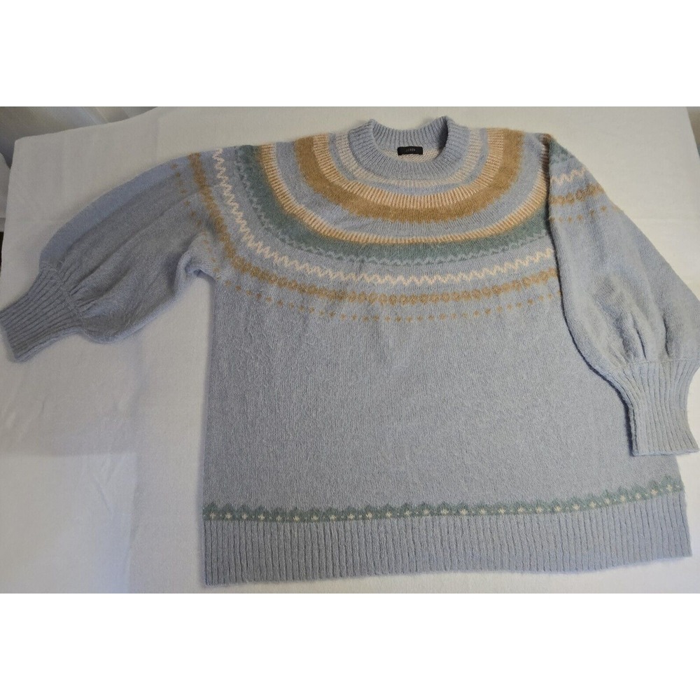 Y2K J Crew Fair Isle Alpaca Wool Sweater Womens XL‎ Oversized Preppy Ski